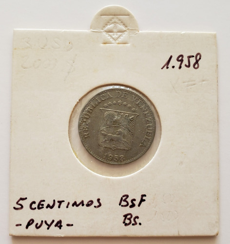 Moneda Venezuela 5 Céntimos 1958 Puya Xf