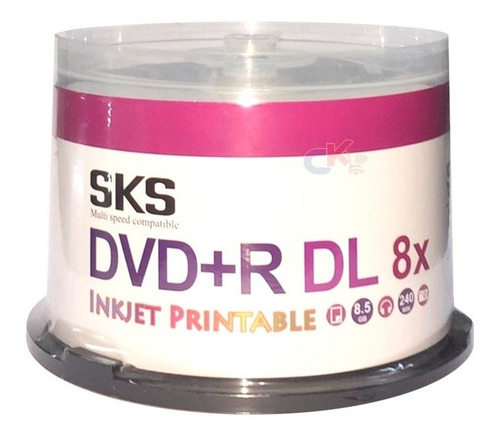 Cono X 50 Dvd+r Dl Doble Capa 8.5 Gb Sks 8x Printable Imprim