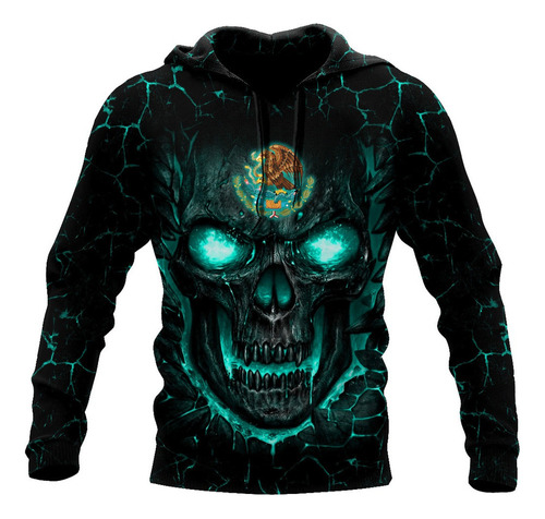 Sudadera Unisex Calavera Mexicana Sudadera Calavera Azul Osc