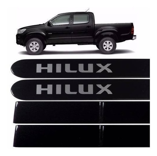 Jogo Friso Lateral Hilux 2013 14 2015 2016 2017 Preto Safira