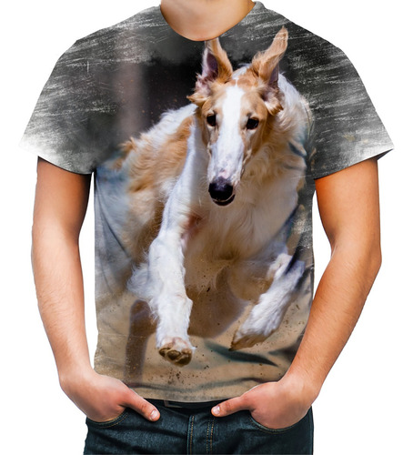 Camiseta Desgaste Cão Borzoi Competição Veloz Ágil Lindo 1