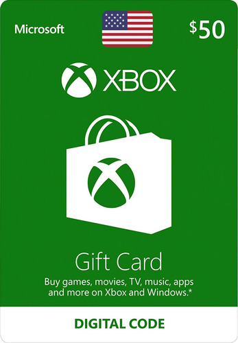 Xbox Live Tarjeta 50 Dolares Gift Card / Código Original