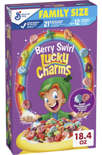 Lucky Charms Berry Swirl Cereal Para El Desayuno Con Malvavi