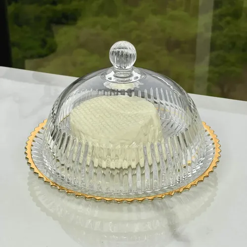 Queijeira Wolff Imperatriz De ​Cristal Fio De Ouro 20cm Incolor