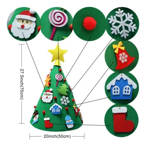 Christmas Árvore De Natal De Feltro, Chapéu De Papai Noel