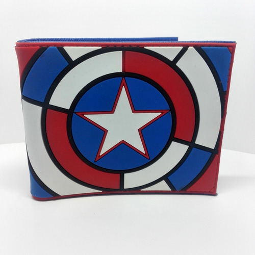 Imagen 1 de 4 de Capitan America Billetera Importada Con Relieve