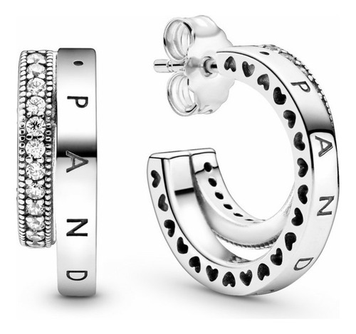 Pendientes Doble Pave Plata 925 Pandora