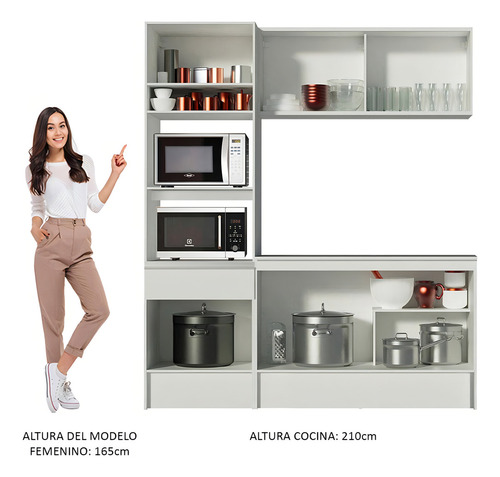 Cocina Integral Completa Modular Madesa Topazio 180cm Color Blanco/Marrón