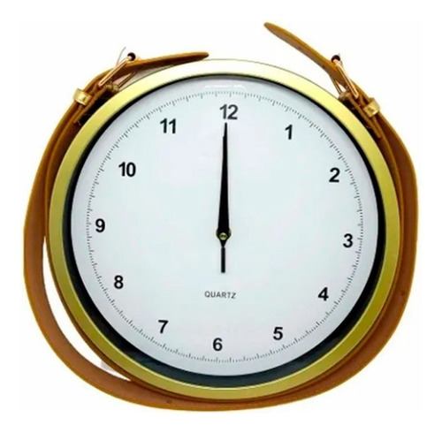 Relógio De Parede Redondo Com Alça 30cm Adnet Dourado