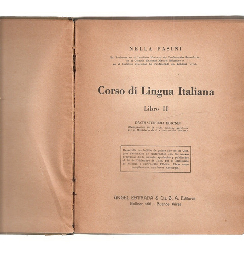 Corso Di Lingua Italiana Libro 2º Pasini Estrada (en Italian
