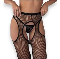 Comprar Panty Medias Abierto Portaligas Red Ropa Interior Mujer