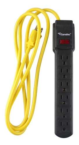 Barra Multicontacto Negro Sanelec 6 Contactos Cable 180cm