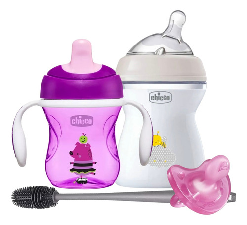 Set Mamadera 250ml Vaso Chupete Cepillo Chicco