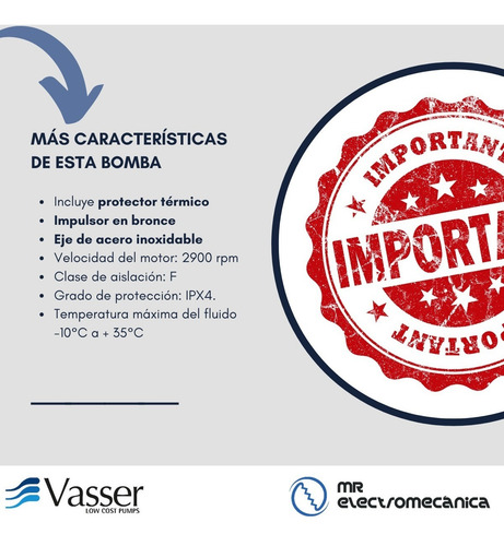 Bomba Centrifuga 1hp Turbina Bronce - Riego - Vasser Qc100