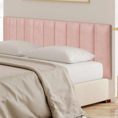 Placa Cabeceira Em Módulos Estofados 60x20 Colar Na Parede Cor Rosa