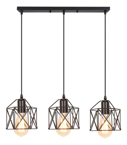 Kivs Toledo Lámpara De Techo Colgante Industrial Iluminación Triple Luz E27 Para Living Comedor Habitacion Oficinas Restaurantes