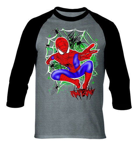 Camiseta Spiderman Hombre Araña Camibuso Raglan Series 2.0