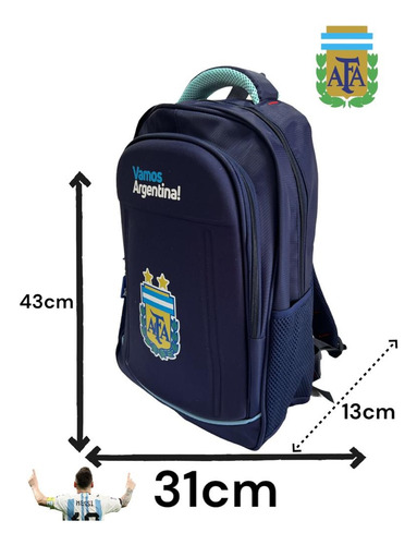 Mochila Escolar Tapa Dura Oficial Selección Argentina Messi!