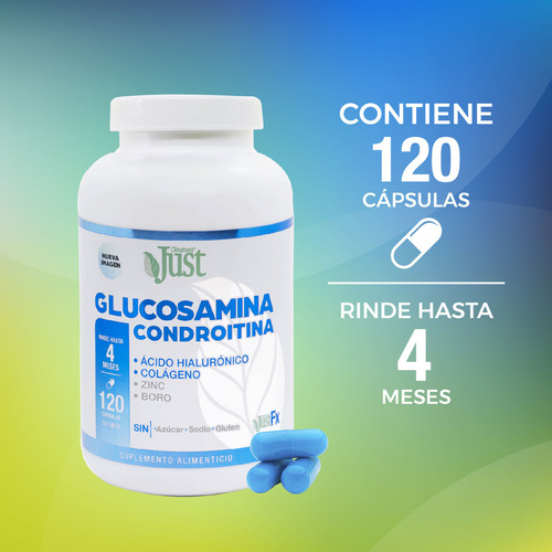 Suplemento Olnatura Just JustFx Glucosamina Condroitina con ácido hialurónico y colágeno 120 cápsulas