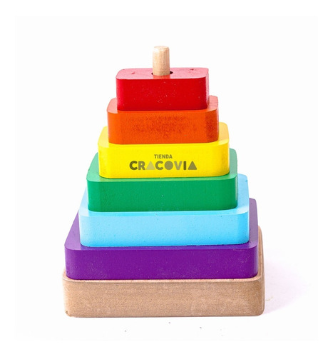 Juego Torre Madera Didáctica Colores Motricidad Fina Promo