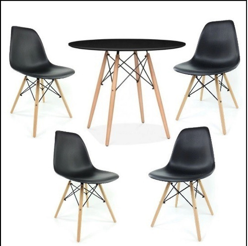 Mesa Jantar Eames Red 110cm + 4 Cadeiras Eames 