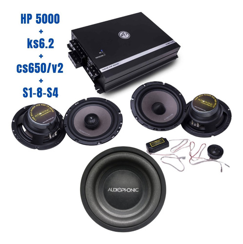 Kit Audiophonic Ks6.2 + Cs650 + Hp5000 + Subwoofer S1-8-s4