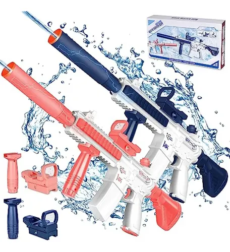 Pistola De Agua Eléctrica Con Doble Tanque – 500+75 Ml, Alcance De 6 Metros, Batería Recargable Y Carga USB – Ideal Para Verano, Piscina Y Juegos Al Aire Libre