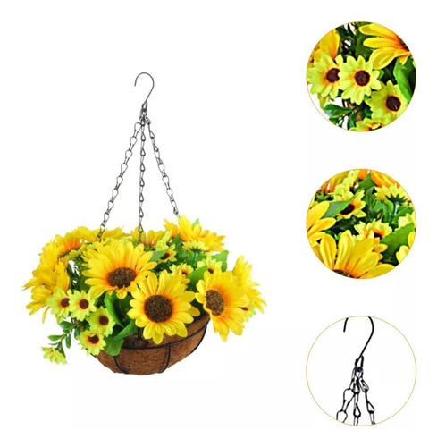 Cesta Colgante De Flores De Margaritas Artificiales, Planta