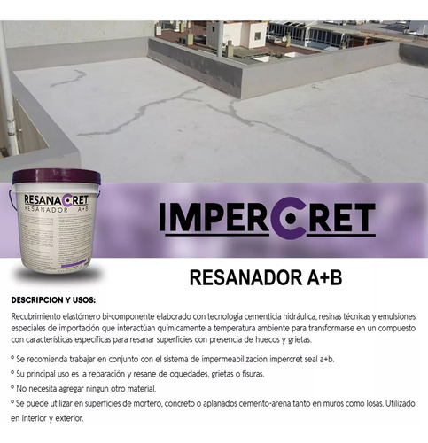 Resanador De Grietas Flexible 4kg Color Gris Resanacret
