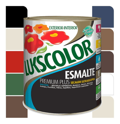 Tinta Esmalte Sintético Base Água 900ml Lukscolor - Cores