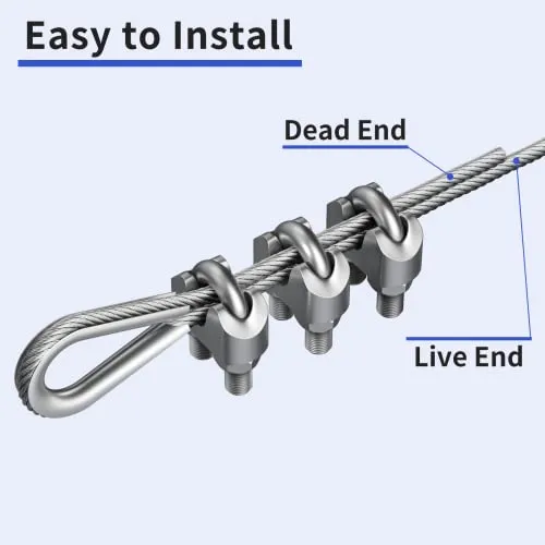 Cable Luckin De Acero Inoxidable Grueso De 1/4 Pulgadas, 50
