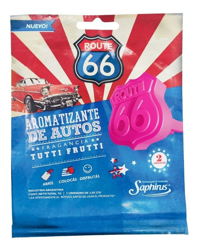 Imagen 2 de 7 de Auto Aromatizador Saphirus Route 66 Pack X 2 Unidades