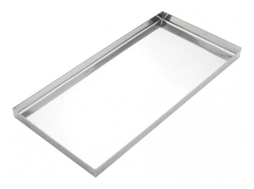 Bandeja Canto Liso Estufa Balcão 45x25x2cm Em Inox 430