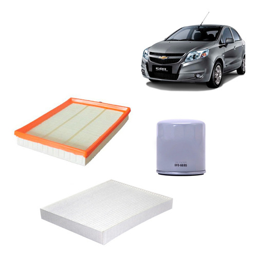 Filtros Aire + Aceite + Polen Chevrolet Sail 1.4 2010-2015