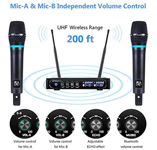 Kithouse S9 Uhf Sistema De Micrófono Inalámbrico Recargable