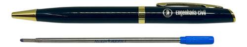 Caneta Engenharia Civil Presente Formatura Engenheiro + Nome Preto Azul