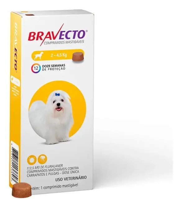 Controle de pulgas mastigável Bravecto MSD para cães de 2 a 4,5 kg