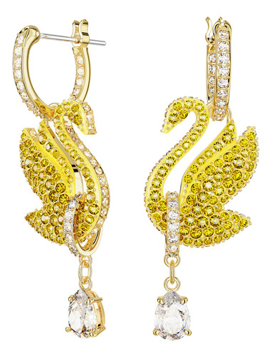 Aretes Swarovski Iconic Swan Cisne Amarillos Baño Oro