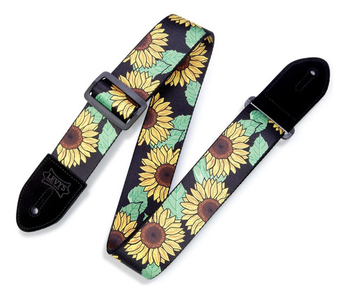 Correa De Guitarra De 2 Polyester Guitar Strap Sunflowe...