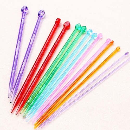 Imagen 2 de 6 de Set De 7 Pares De Palillos Rectos De Colores Para Tejer