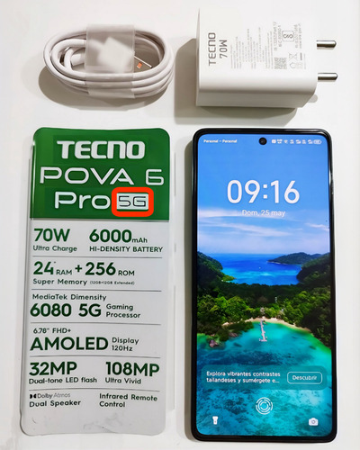 Tecno Pova 6 Pro 5g 24gb 256gb - Unico 5g Wifi Banda Rapida Gamer (Reacondicionado)