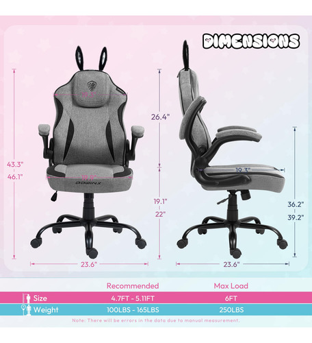 Dowinx Silla De Juegos Con Orejas De Conejo Extraíbles Y