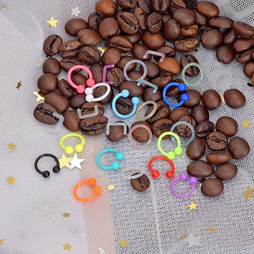 Kit De 33 Anillos De Nariz Acrílicos, Anillos De Labio De He