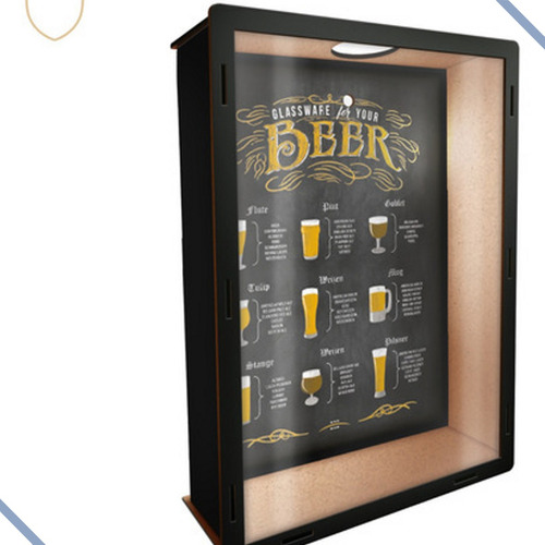 Quadro Porta Tampinhas Cerveja Decoração Sala Área Gourmet Cor Tabaco Cor da armação Marrom-claro