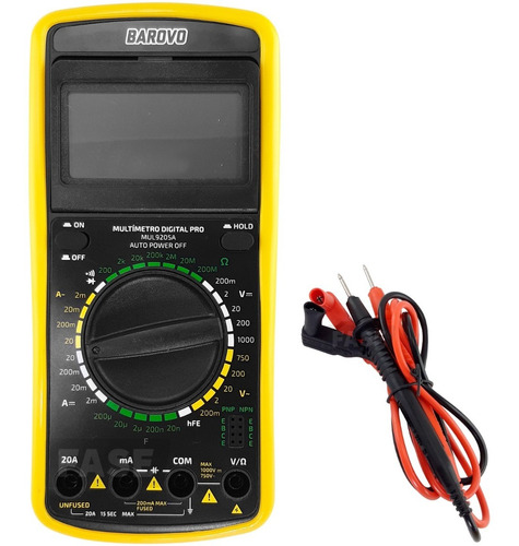 Tester Digital Barovo Multímetro Ac Dc Capacitores Display 