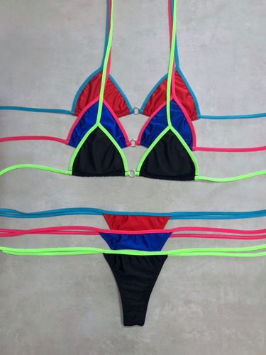 Bikini Triangulito Combinado Con Argollita Y Colaless - Lula