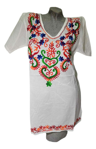 Blusa Camisola Camisa Bordada Hindu Artesanal Algodon 356