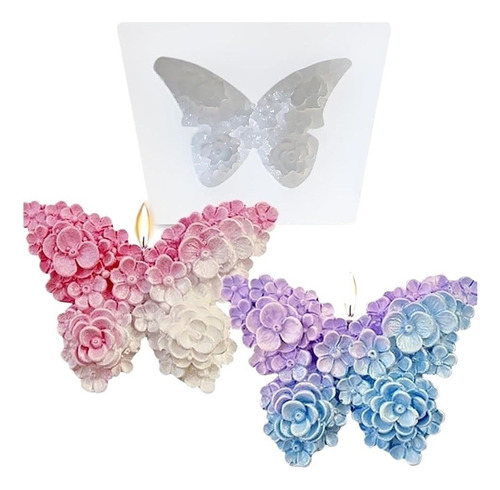 Molde De Silicona Flores Mariposas Velas Aromáticas -