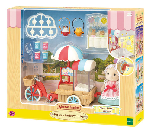 Sylvanian Families Carrito Pop Palomitas Bicicleta + Muñeco