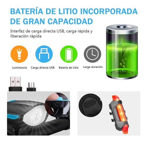 Luces Para Bicicleta, Luz Bicicleta Recargable Usb